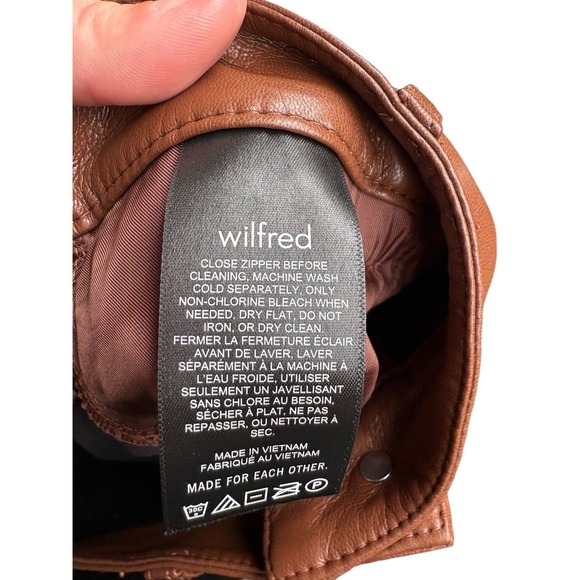 NWOT Wilfred Melina High Waisted Straight Leg Camel Vegan Leather Pants - 66 - Picture 5 of 6